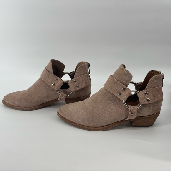 Frye Suede Ray Harness Back-Zip Ankle Booties with Cut out - Size 6 - Picture 3 of 11